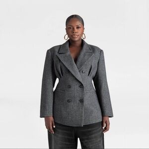 NWT KBB by Kahlana The Corset Blazer - Gray Herringbone 2X